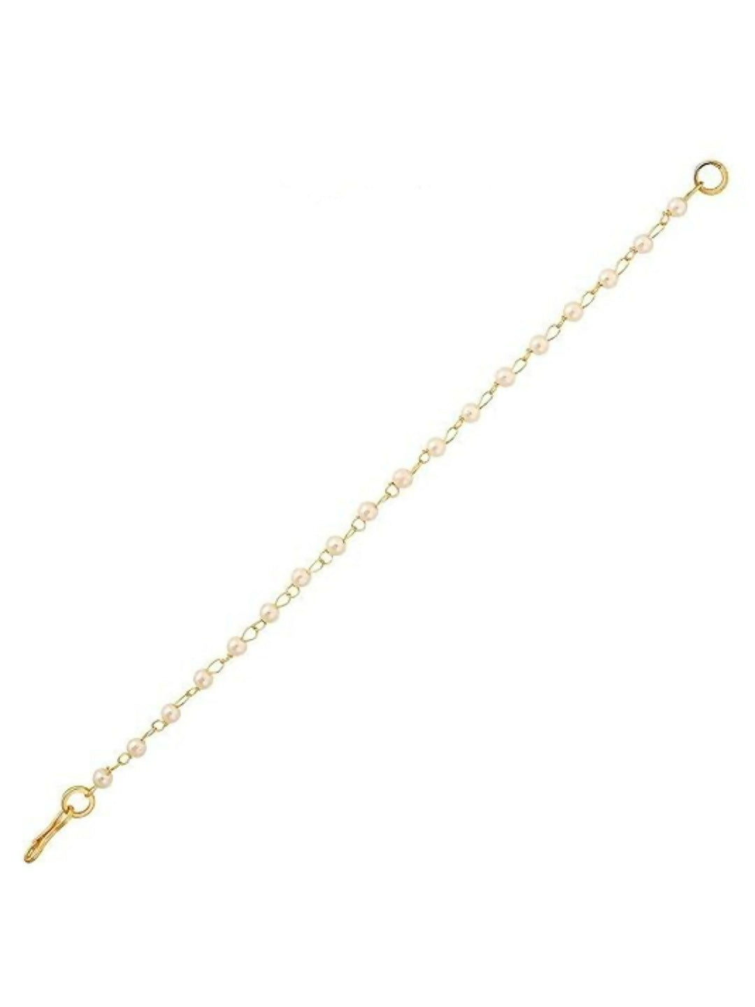 NVR Pearl Studded Classic Gold-Polished 1 Line Ear Chain Ear Cuff 
