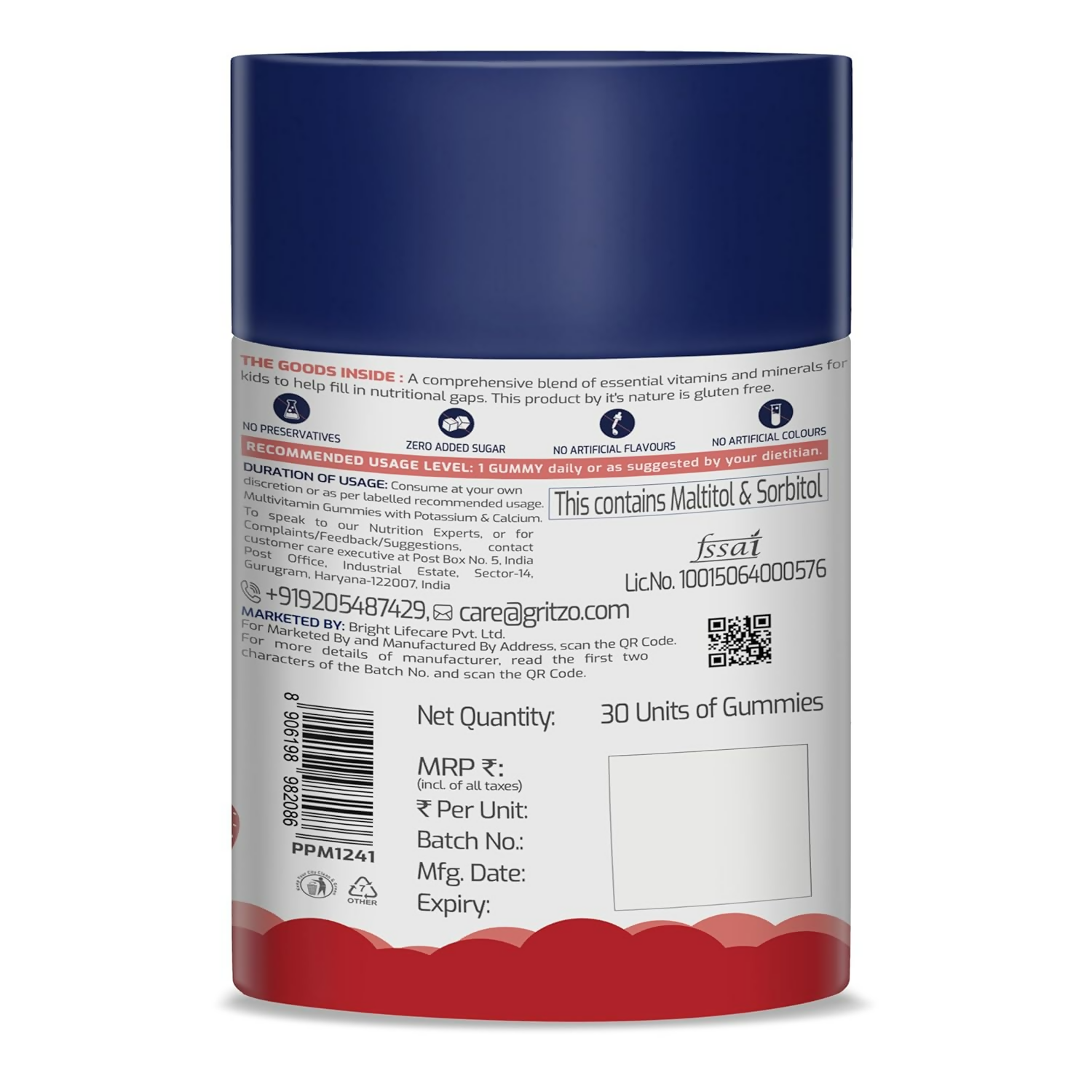 Gritzo Super Gummies Multivitamin (7+y Kids) (Strawberry Flavour)