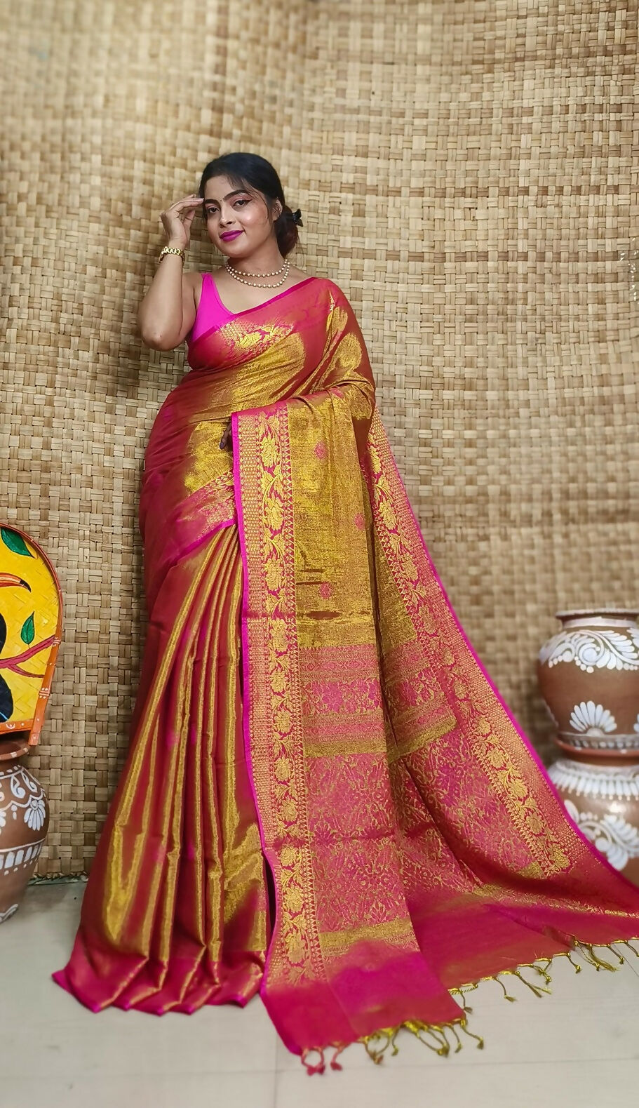 Exclusive Collection Pink Beautiful Tissue Benarasi Grab2Buy 