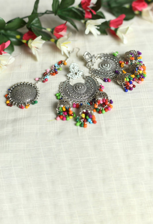 Mominos Fashion Johar Kamal Beautiful Jhumkas With Maang Tikka - Grab2buy