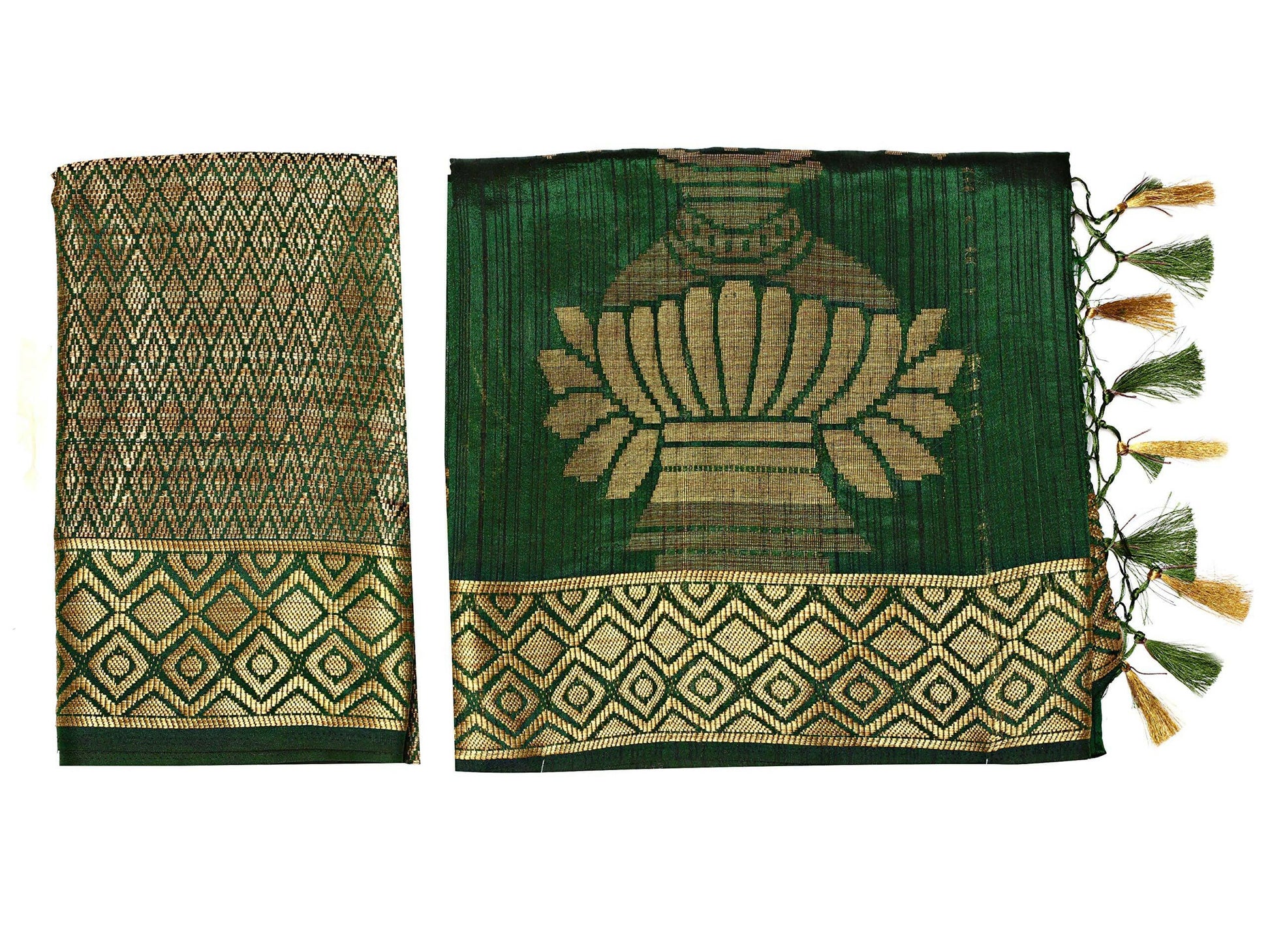 Mimosa Women's Dark Green Kanchipuram Art Silk Saree