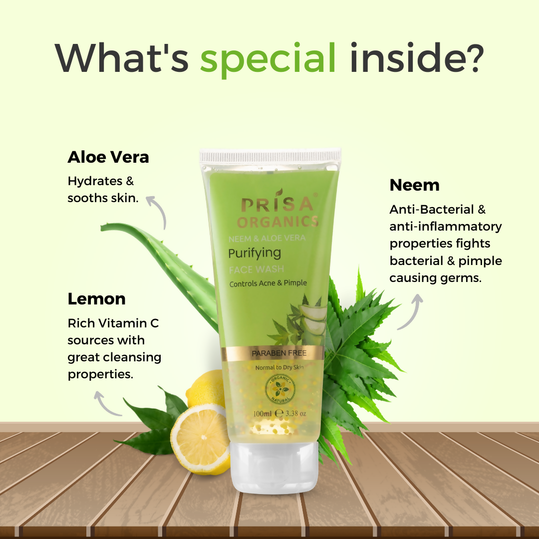 Prisa Organics Neem & Aloe Vera Purifying Face Wash - Grab2buy