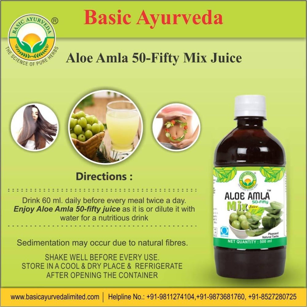 Basic Ayurveda Aloe Amla 50-Fifty Mix Juice  Grab2Buy Basic Ayurveda Grab2Buy
