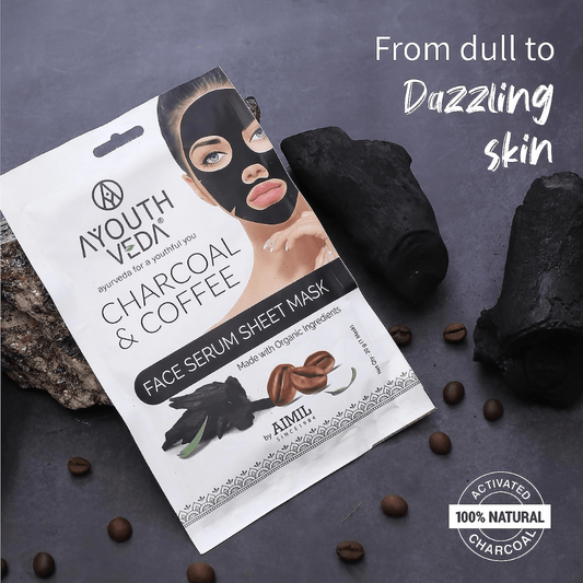 Ayouthveda Charcoal Coffee Face Serum Sheet Mask - Grab2buy