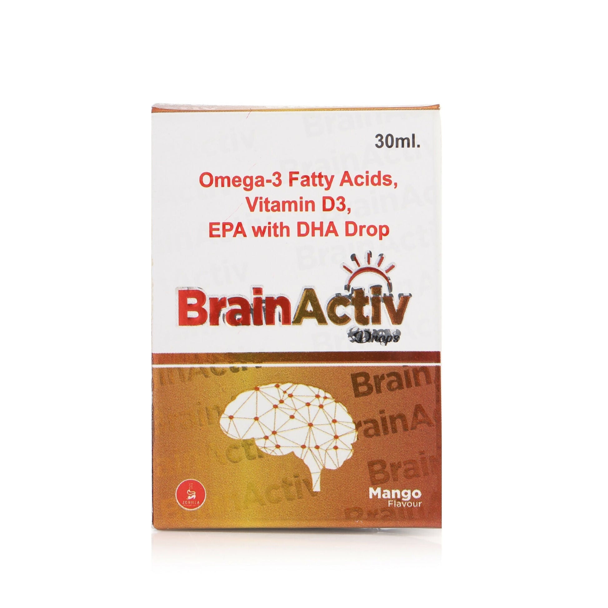 Zorilla Life Science BrainActiv Drop Omega-3 Fatty Acids, Vitamin D3, EPA with DHA 