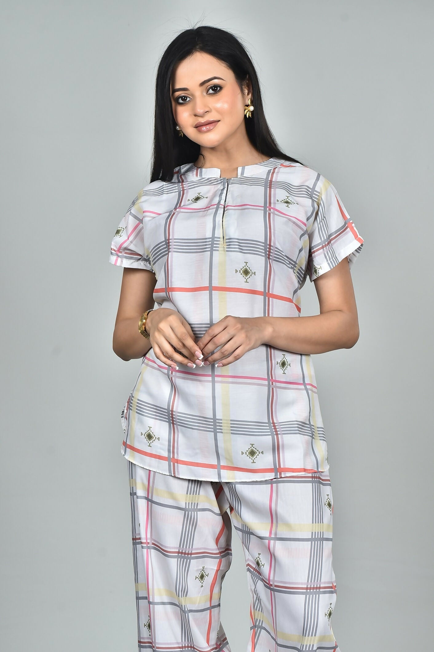 Morchari Digital Print Semi Muslin Co-Ord Set Top & Trouser-Multicolor 