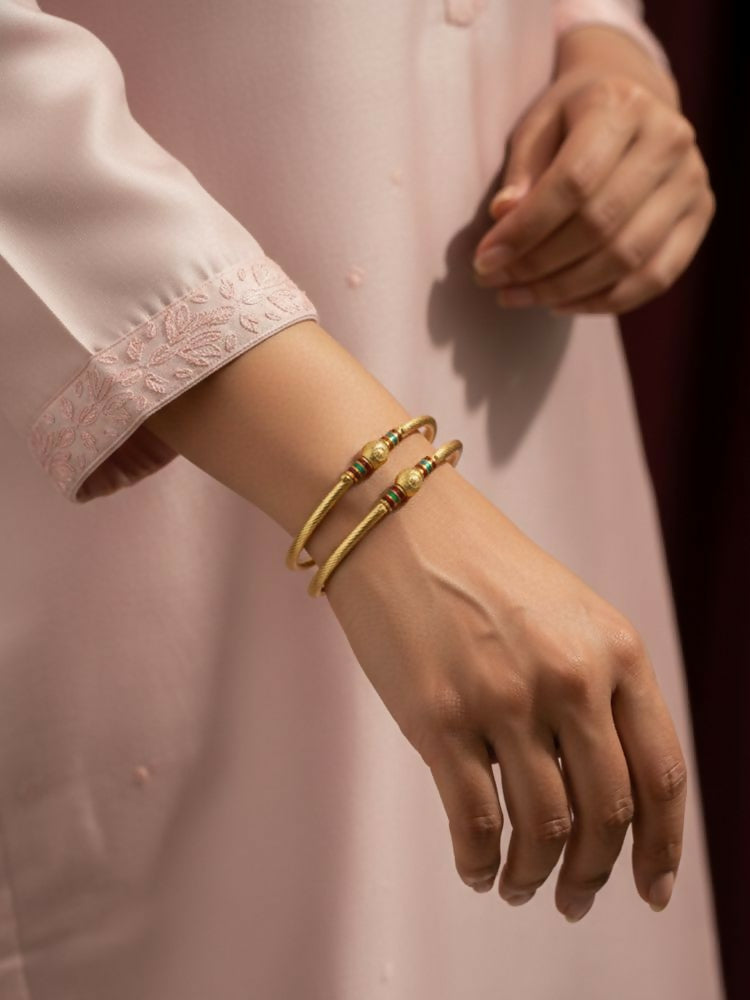 NVR Women Set of 2 Gold Plated Meenakari Kada Bangle