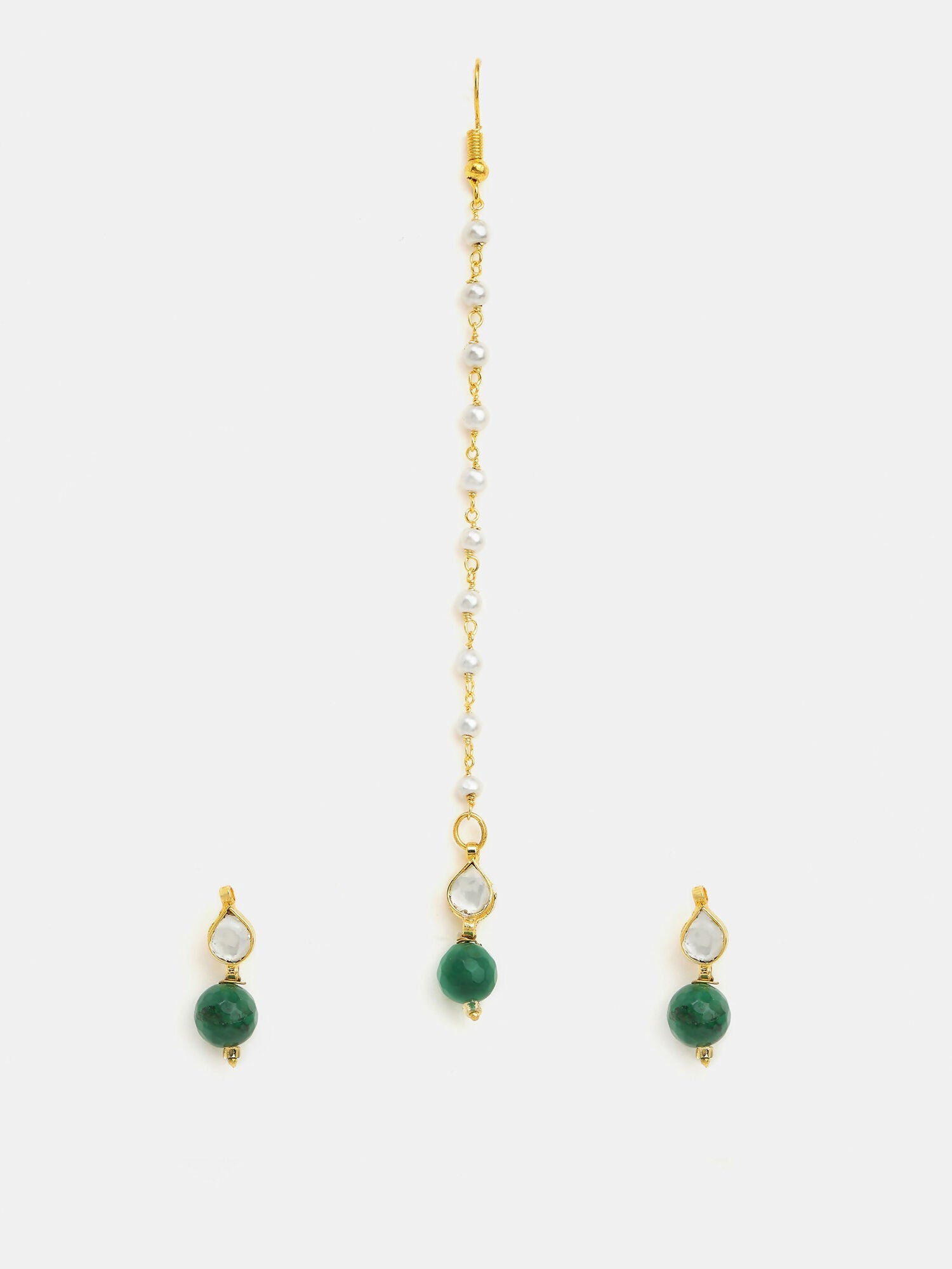 Ruby Raang Maang Tikka And Earrings Set