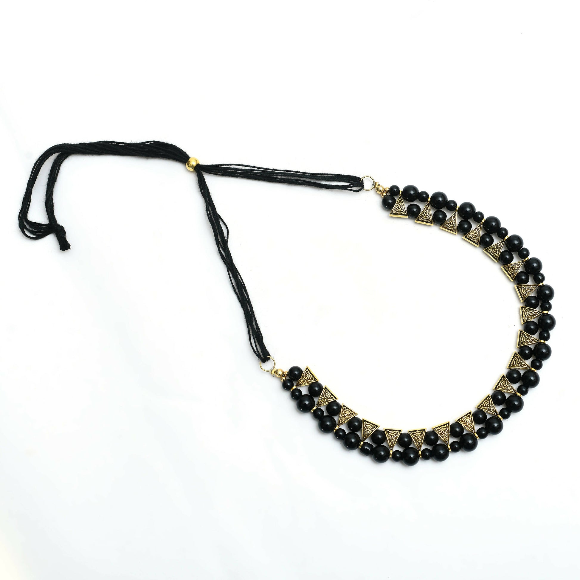Mominos Fashion Johar Kamal Gold-Plated Brass Finish Pearls Work Choker For Women (Black) - Grab2buy