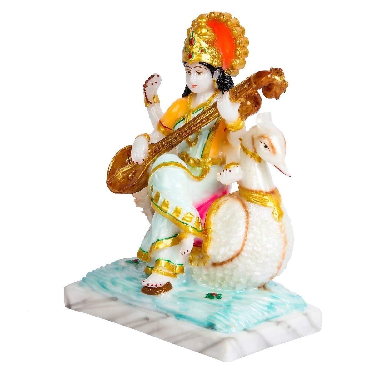 Divine Gifts Marble Dust Goddess Saraswati Idol - Grab2buy