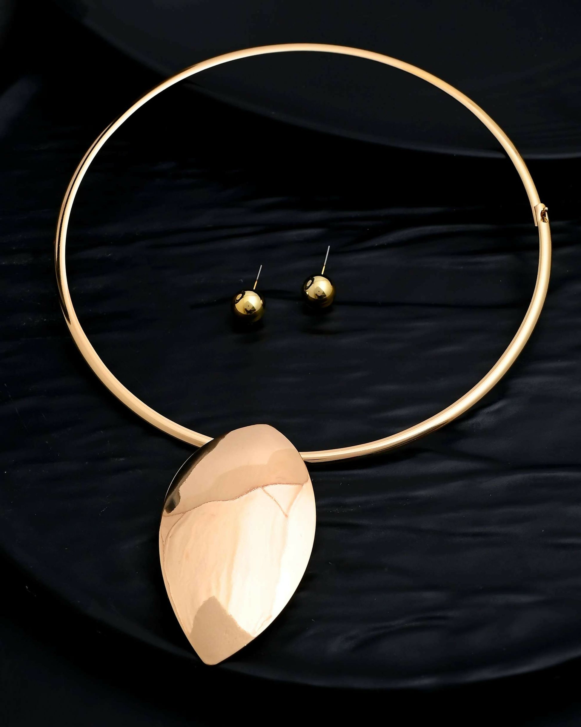 VOJ Gold-Polished Western Hasli with Studs Earrings Set  Grab2Buy VOJ Grab2Buy