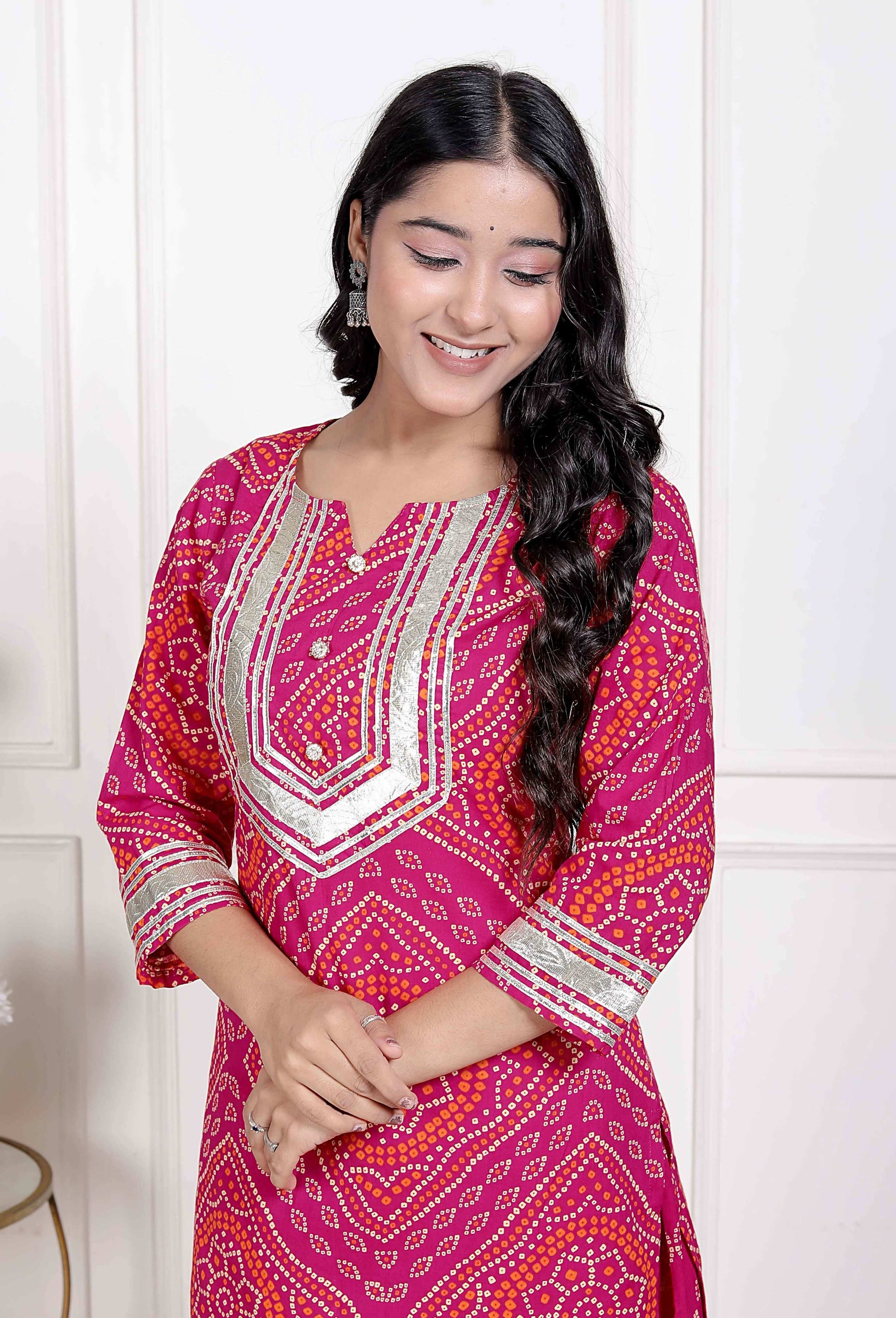 Miravan Women's Embellished Ethnic Cotton Kurta with palazzo
