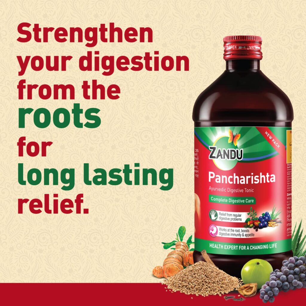 Zandu Pancharishta (450ml) For gas, bloating, acidity and indigestion, digestive immunity and digestive health 
