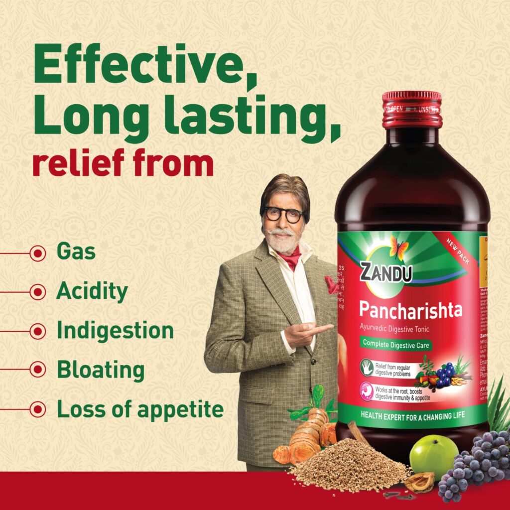 Zandu Pancharishta (450ml) For gas, bloating, acidity and indigestion, digestive immunity and digestive health 