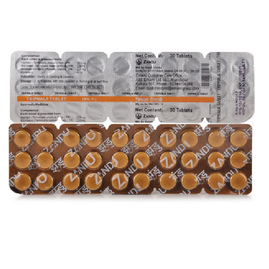 Zandu Triphala Tablet (30tab) For digestive issues, constipation, hyperacidity, and headaches 