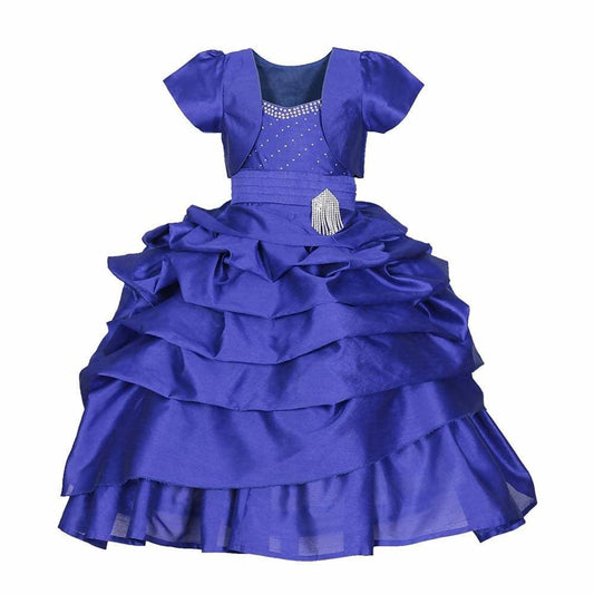 Asmaani Baby Girl's Blue Colour Satin A-Line Maxi Full Length Dress (AS-DRESS_22119) - Grab2buy