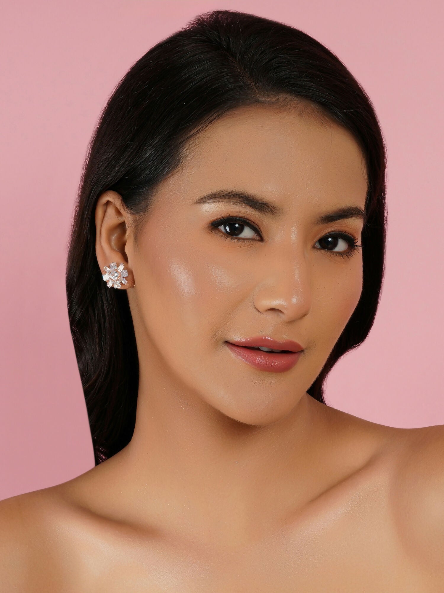 stone stud (Rose gold) - Ruby Raang