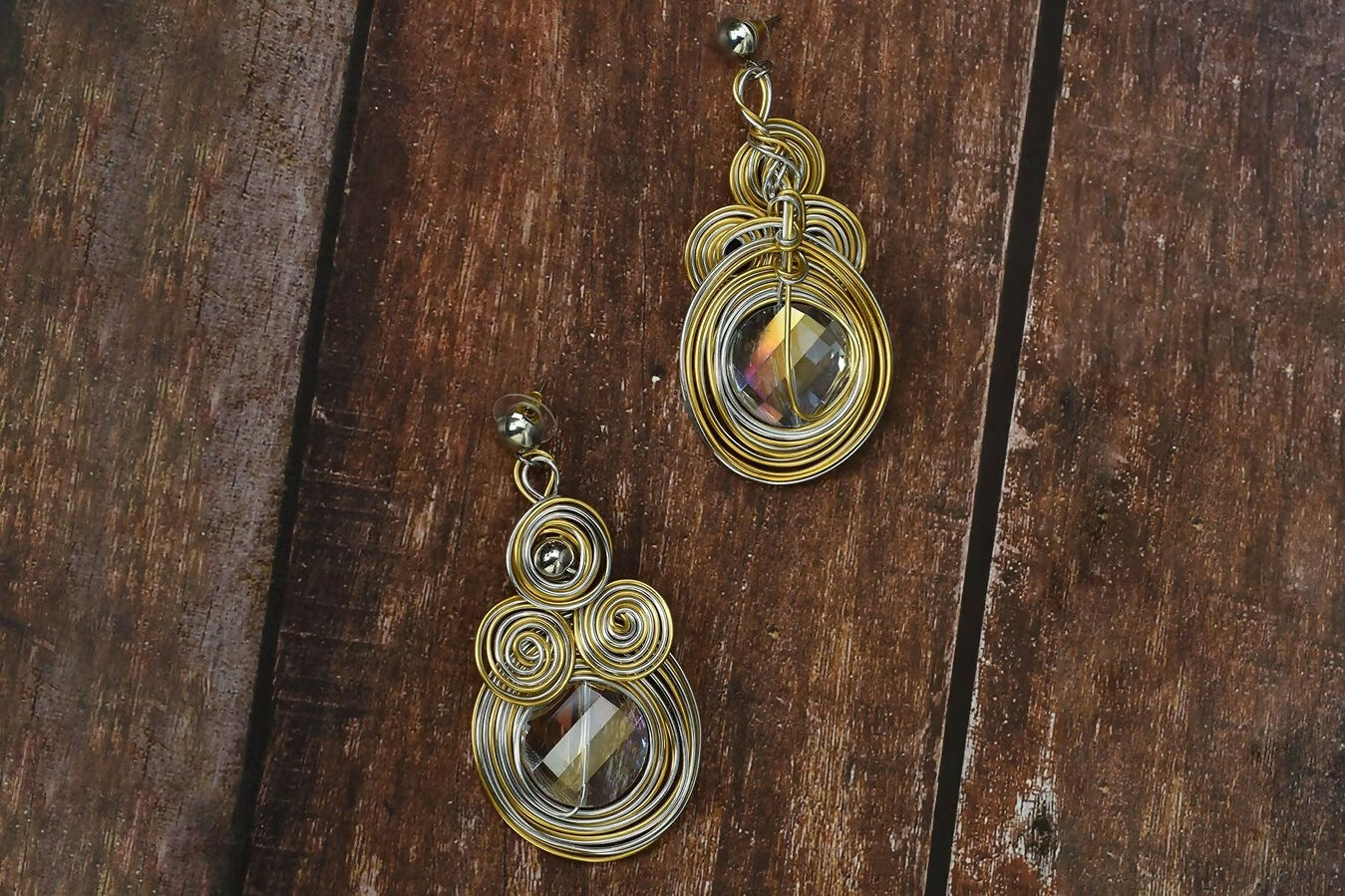 Joban Fashion Women Brass Golden White Ad Earrings 