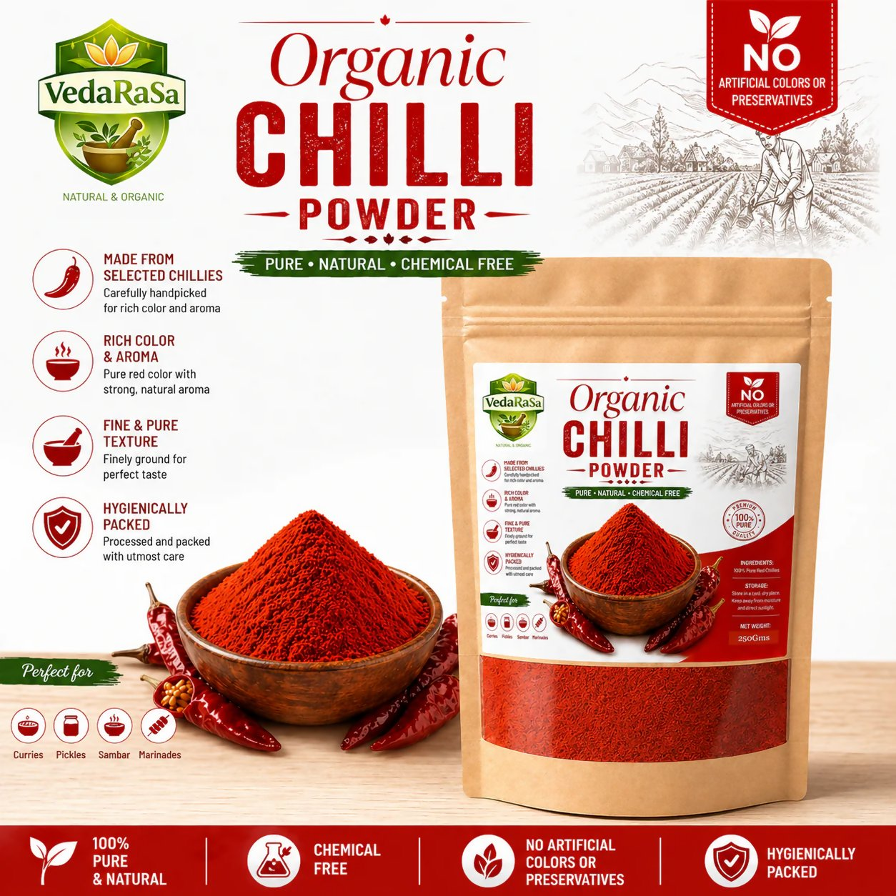 VedaRasa Organic Chilli Powder  Grab2Buy VedaRasa Grab2Buy