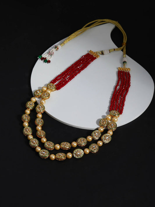 Gold-Toned Red Brass Gold-Plated Necklace - Ruby Raang - Grab2buy