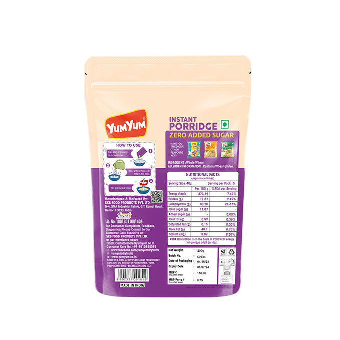Yum Yum Instant Zero Added Sugar Porridge Pouch  Grab2Buy Yum Yum Grab2Buy