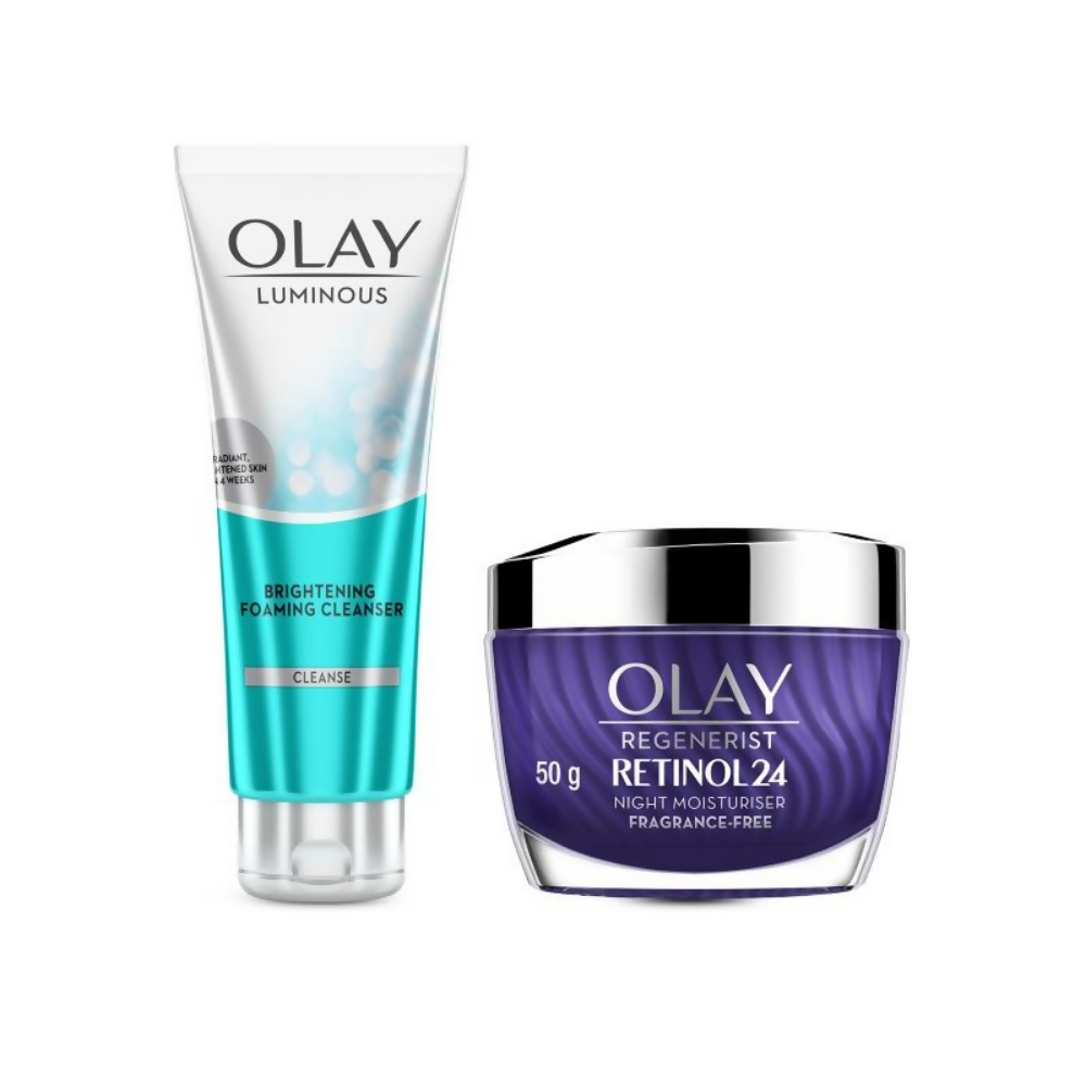 Olay Retinol Kit For Overnight Repair, Anti-Ageing Night Cream With Cleanser | Grab2Buy