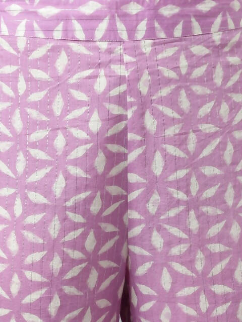 FIORRA Women's Lavender Lurex Cotton Flared Kurta Pant With Dupatta 