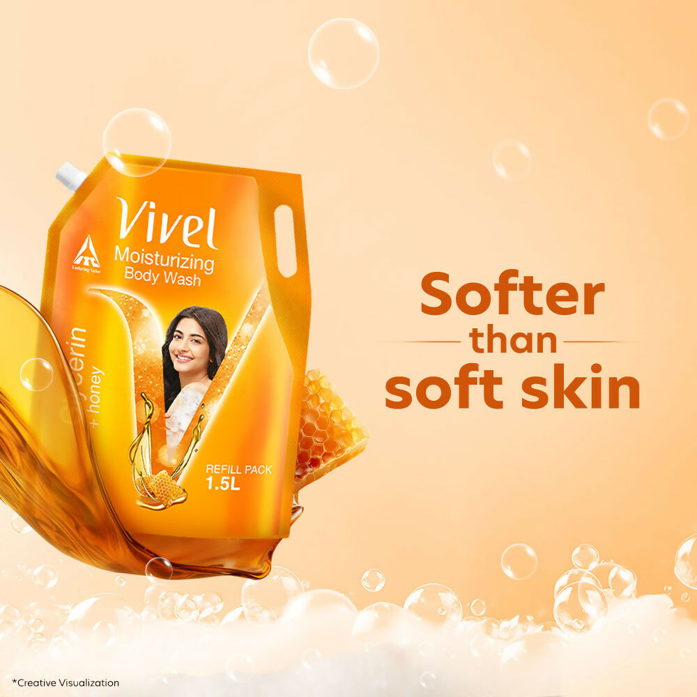 Vivel Moisturizing Body Wash Glycerin & Honey Shower Gel Supersaver XL Refill Pouch  Grab2Buy Vivel Grab2Buy
