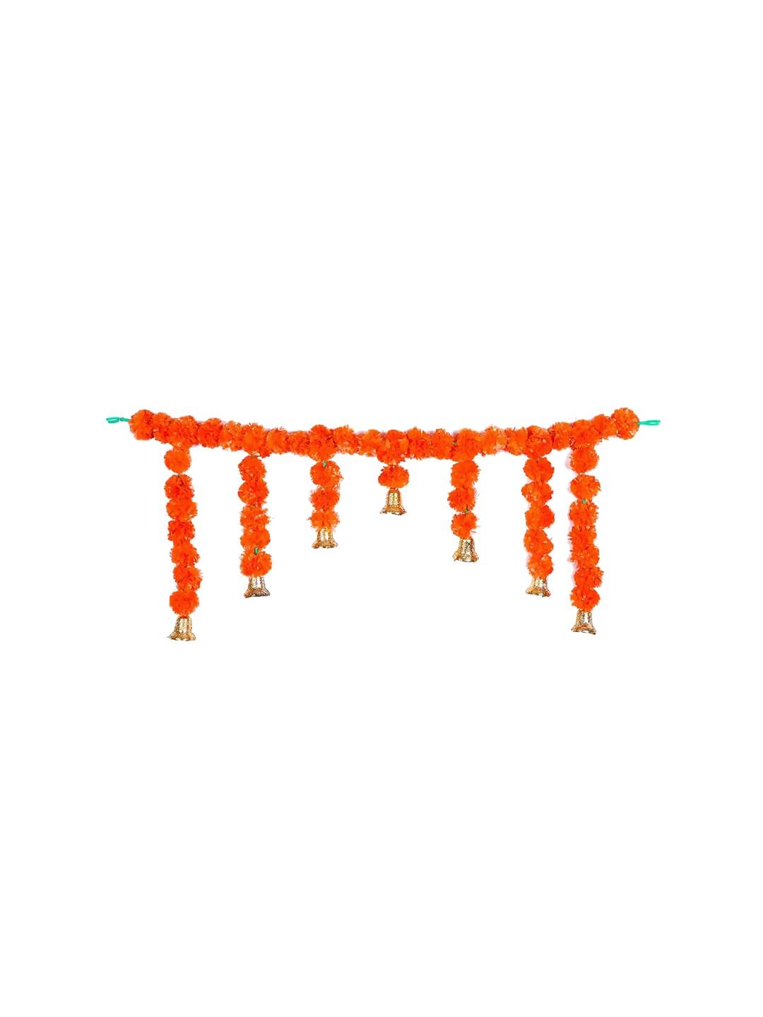 Tied Ribbons Orange Hanging Marigold Flowers Garland 