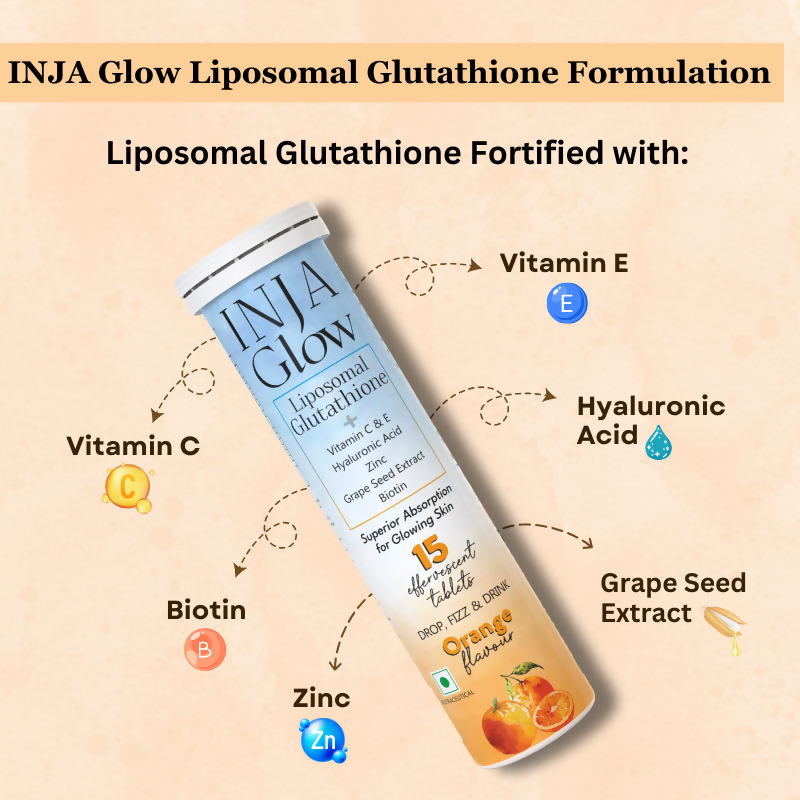 Inja Glow Liposomal Glutathione Drop Fizz & Drink Effervescent Tablets - Orange 