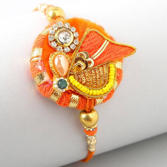 Festive Zardosi Rakhi & Cadbury Fruit N Nut Chocolates