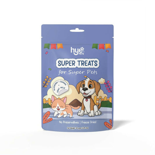 Hye Pets Super Treats For Super Pets – Freeze Dried Treats Made With Goat Milk, Blueberry & Banana 