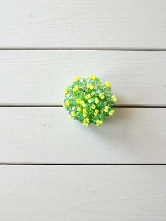 Inhanns Rang-E-Roshan Adjustable Ring – Handmade Crystal Statement Ring - Neon Green