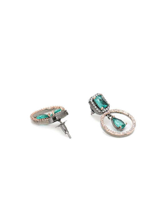 Stone kundan earrings (green) - Ruby Raang - Grab2buy