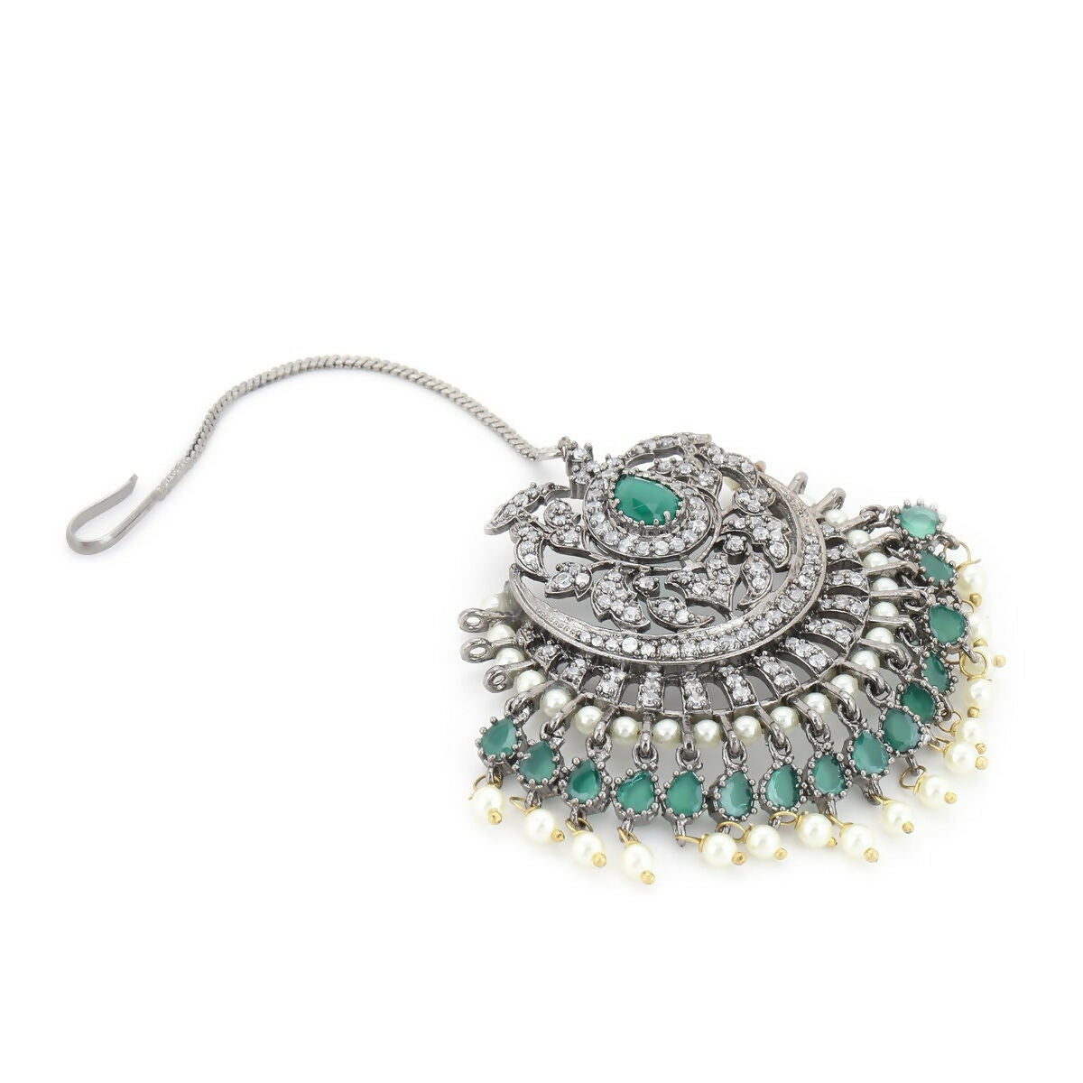 Diamond and Pearl Maang Tikka- Ruby Raang  Grab2Buy Ruby Raang Grab2Buy