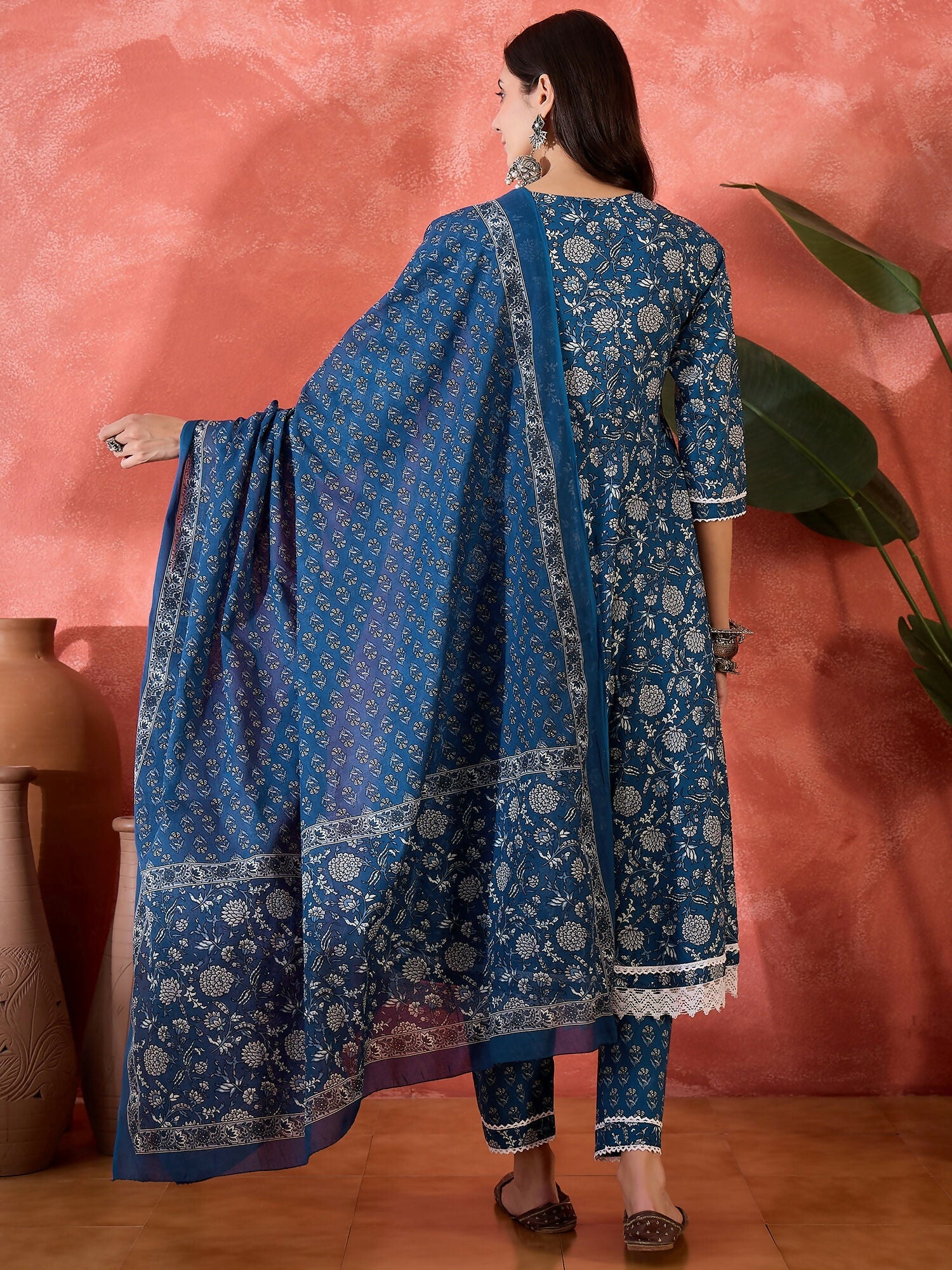 Joban Fashion Printed Blue Pure Cotton Kurta Set
