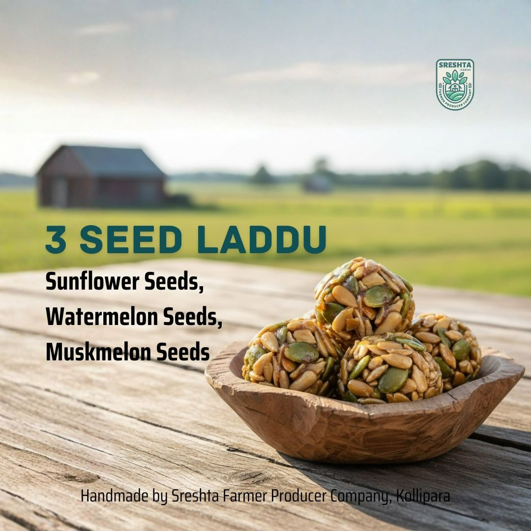 Sreshta Farms Healthy Seed Laddu – Muskmelon, Sunflower & Watermelon Blend 