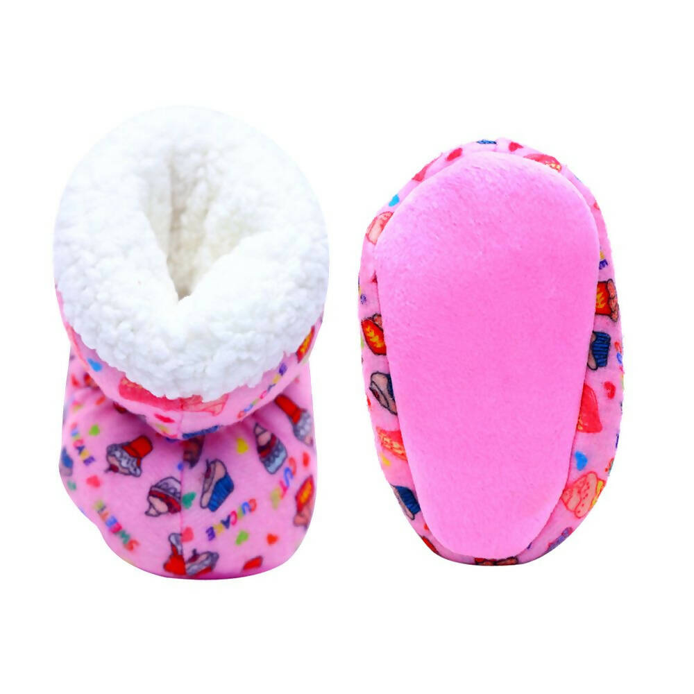 Tiny Bugs Unisex Printed Winter Booties - Pink  Grab2Buy Tiny Bugs Grab2Buy