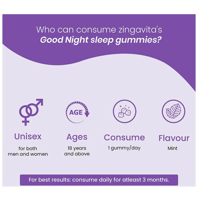 Zingavita Melatonin 5mg Good Night Sleep Gummies 