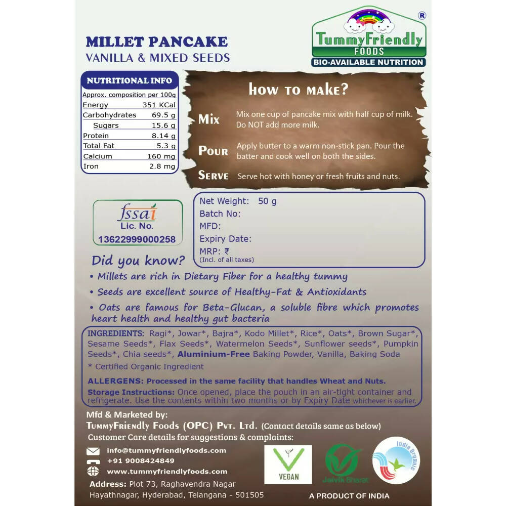 TummyFriendly Foods Aluminium-Free Millet Pancake Mixes Trial Packs with Chocolate, Nuts, Seeds, Veggies  Grab2Buy TummyFriendly Foods Grab2Buy