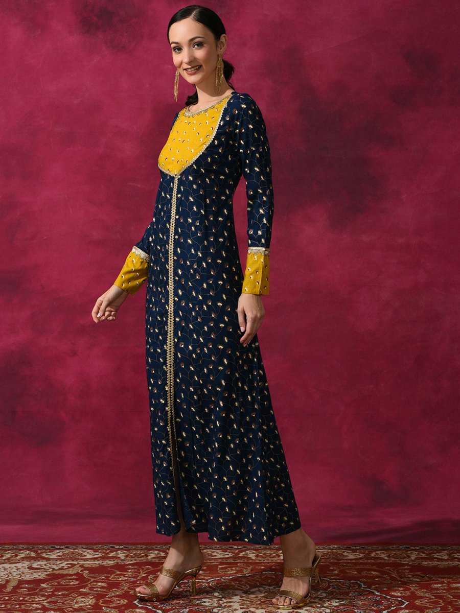 Aks Ethnic Motifs Printed Zari Anarkali Kurta