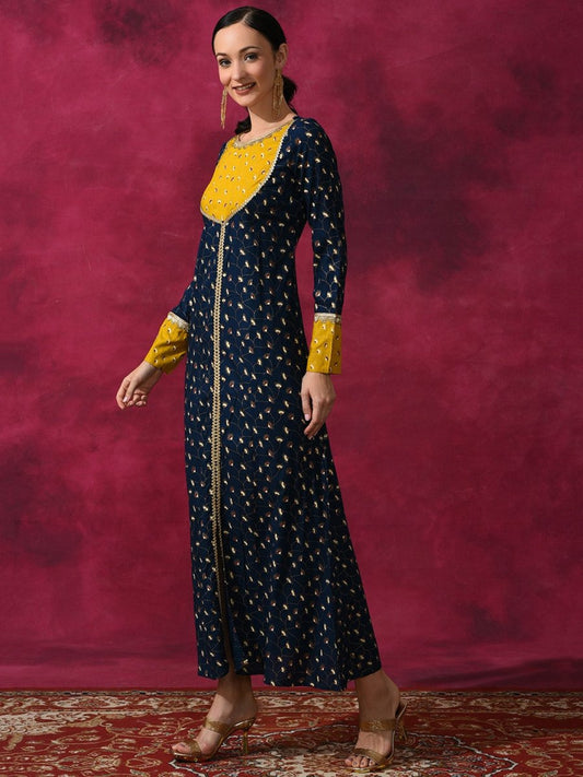 Aks Ethnic Motifs Printed Zari Anarkali Kurta