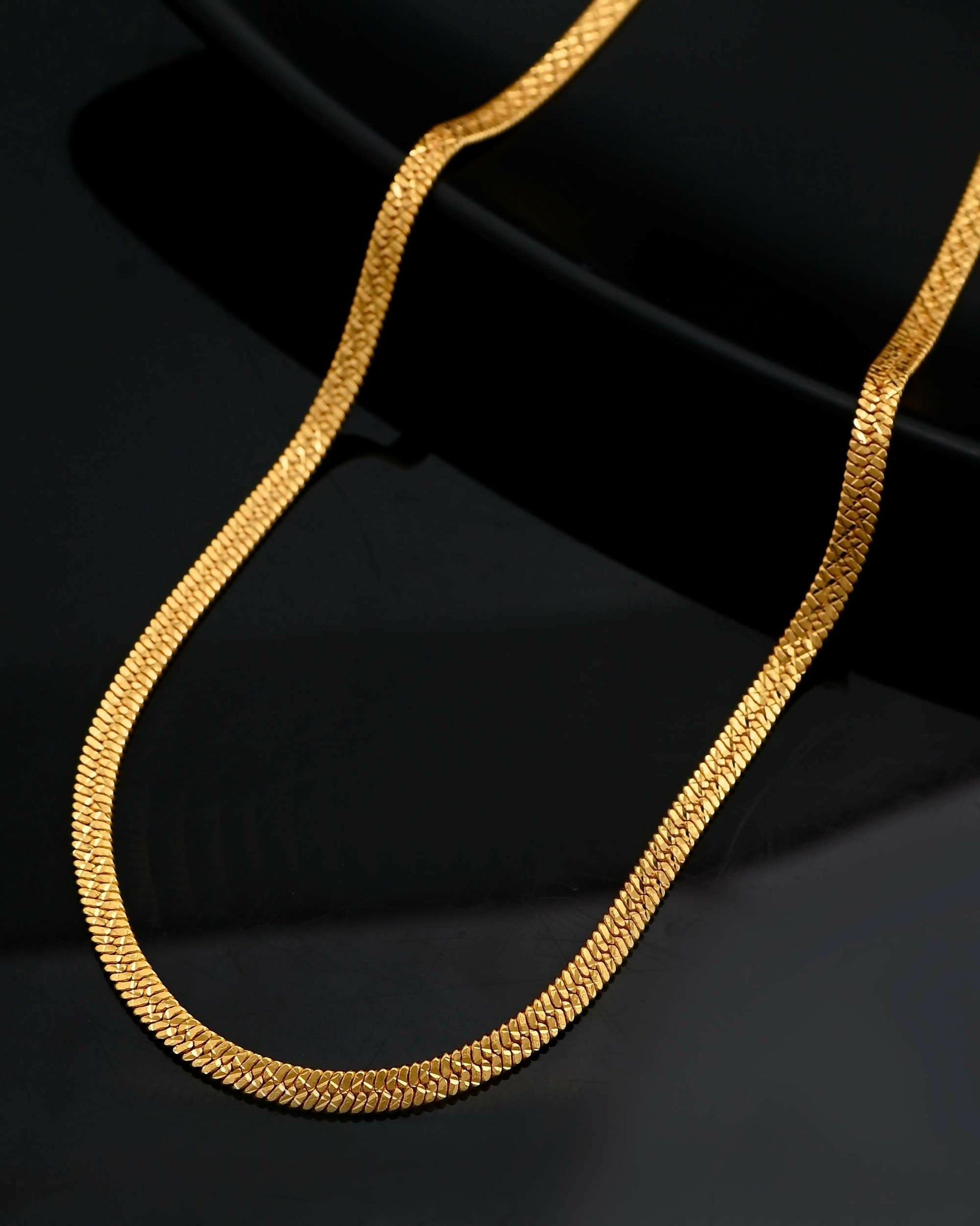 VOJ Men's Gold-Polished Self Designed Snake Chain 