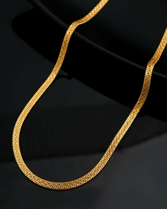 VOJ Men's Gold-Polished Self Designed Snake Chain 