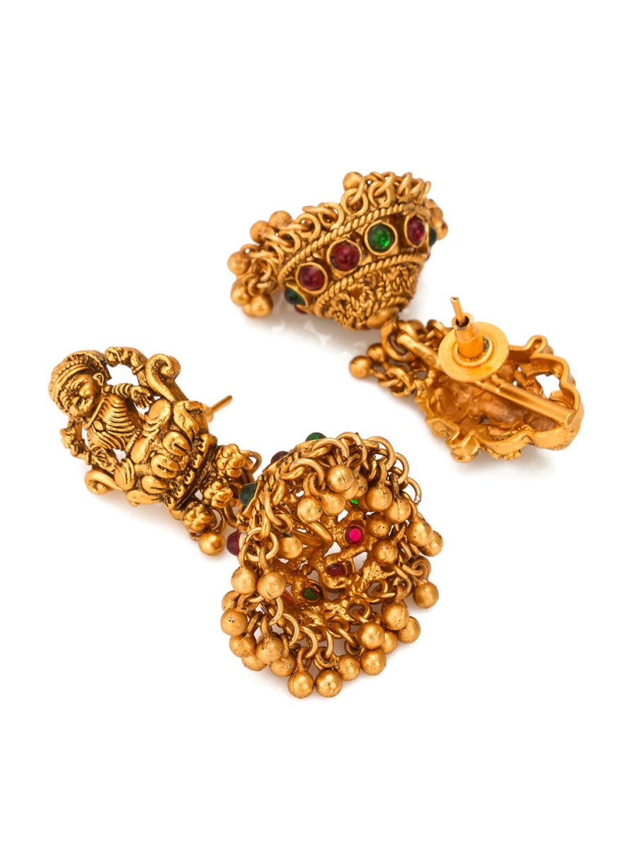 Aadita Gold-Toned Stone-Studded Temple Jewelry Set - Grab2buy
