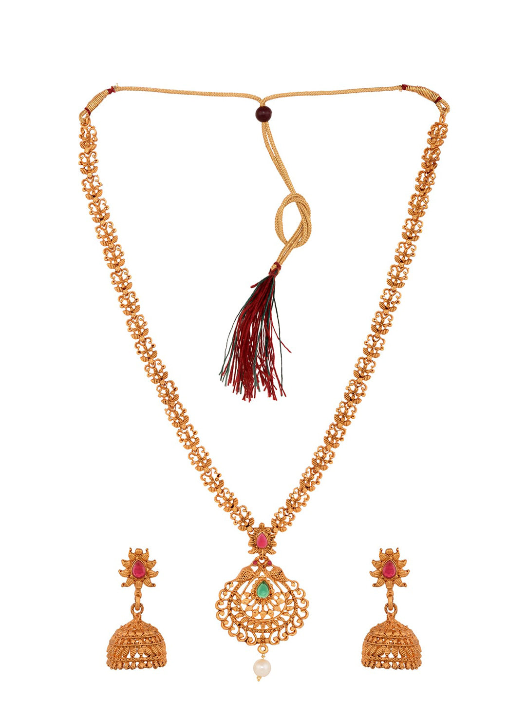 Saraf RS Jewellery Gold Plated South Indian Imitation Bridal Temple Jewellery Set - Grab2buy