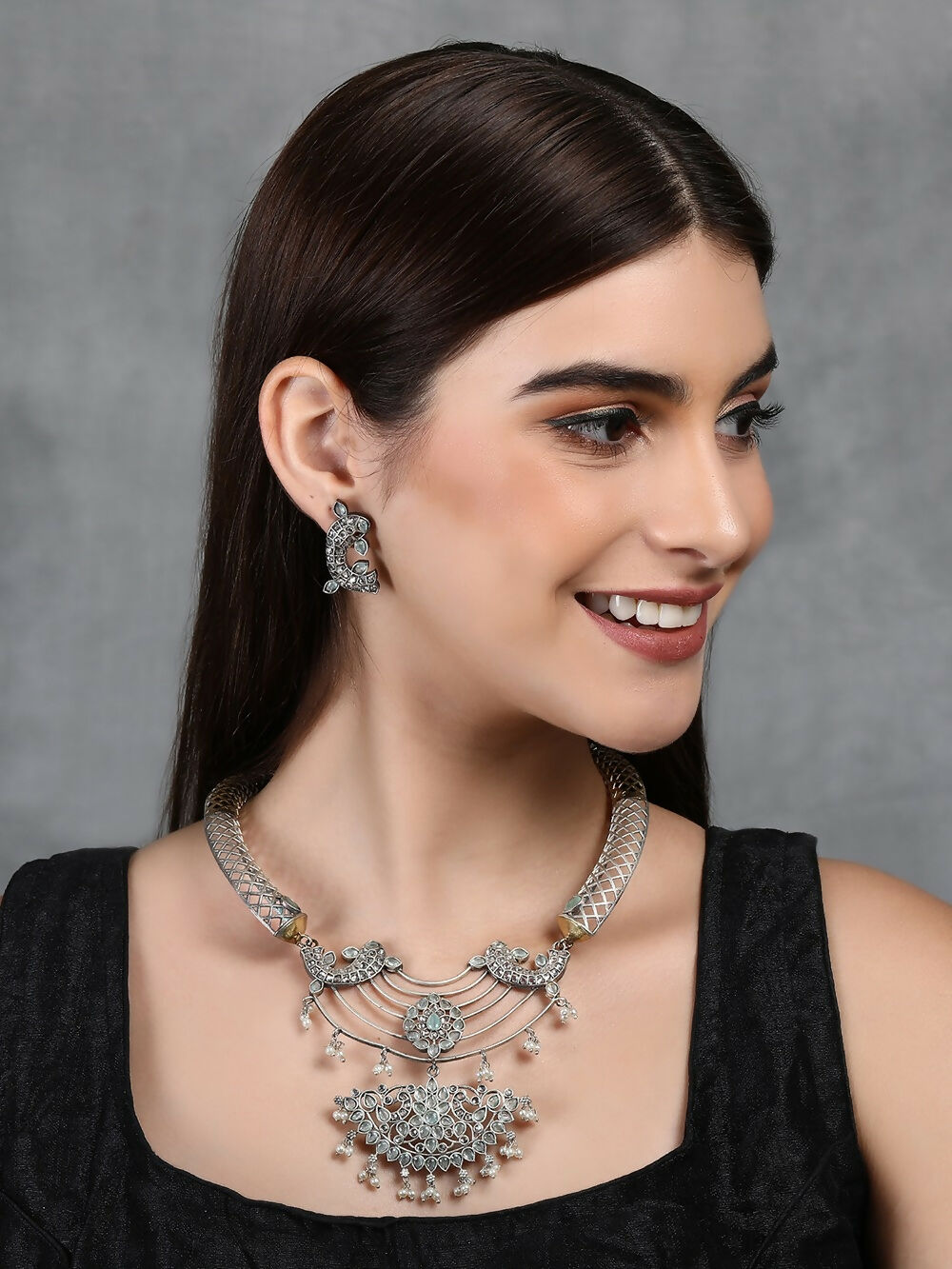 Joban Fashion Women Handcrafted Dual Tone Set Of Necklace & Earrings | Grab2Buy