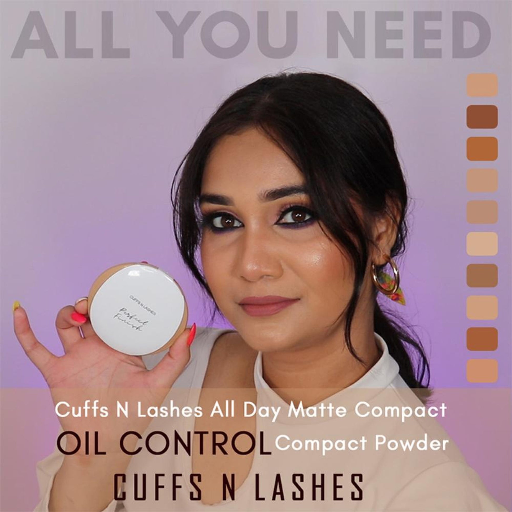 CUFFS N LASHES Perfect Finish Pressed Powder Compact With SPF 15 - 06 Medium