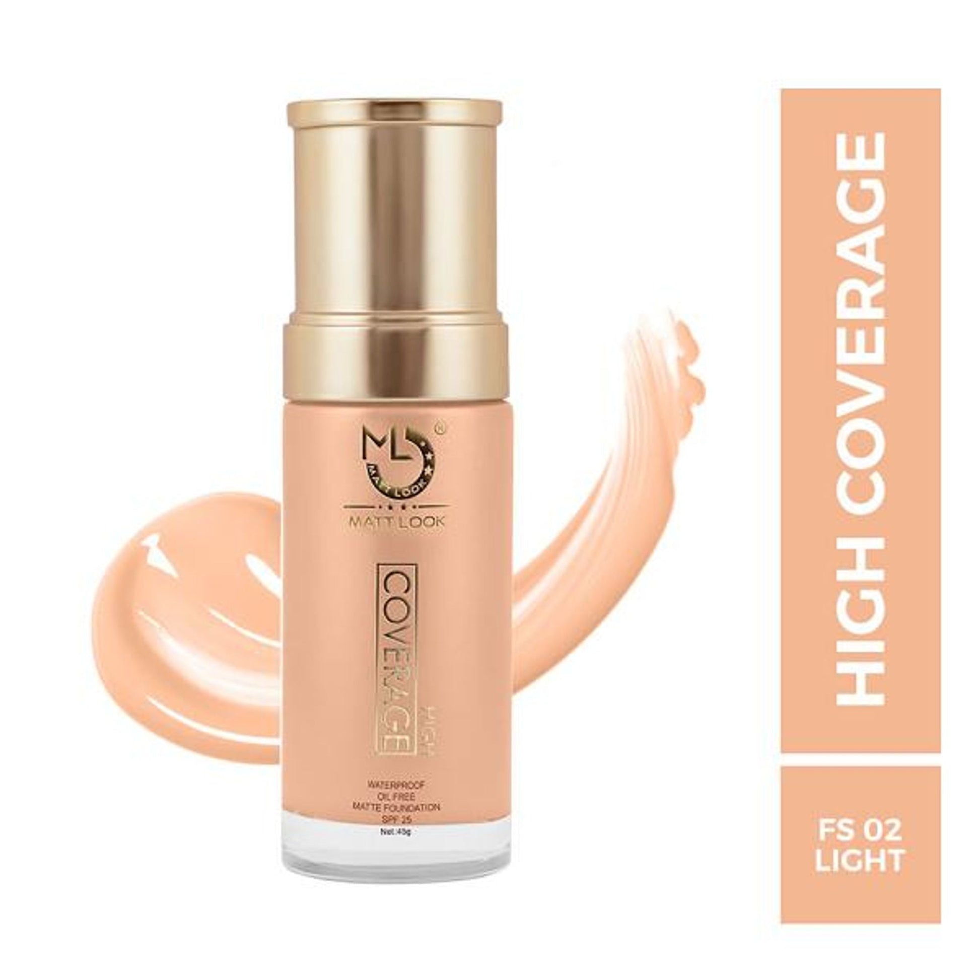 Matt Look High Coverage Waterproof Oil Free Matte SPF 25 Foundation - Light 