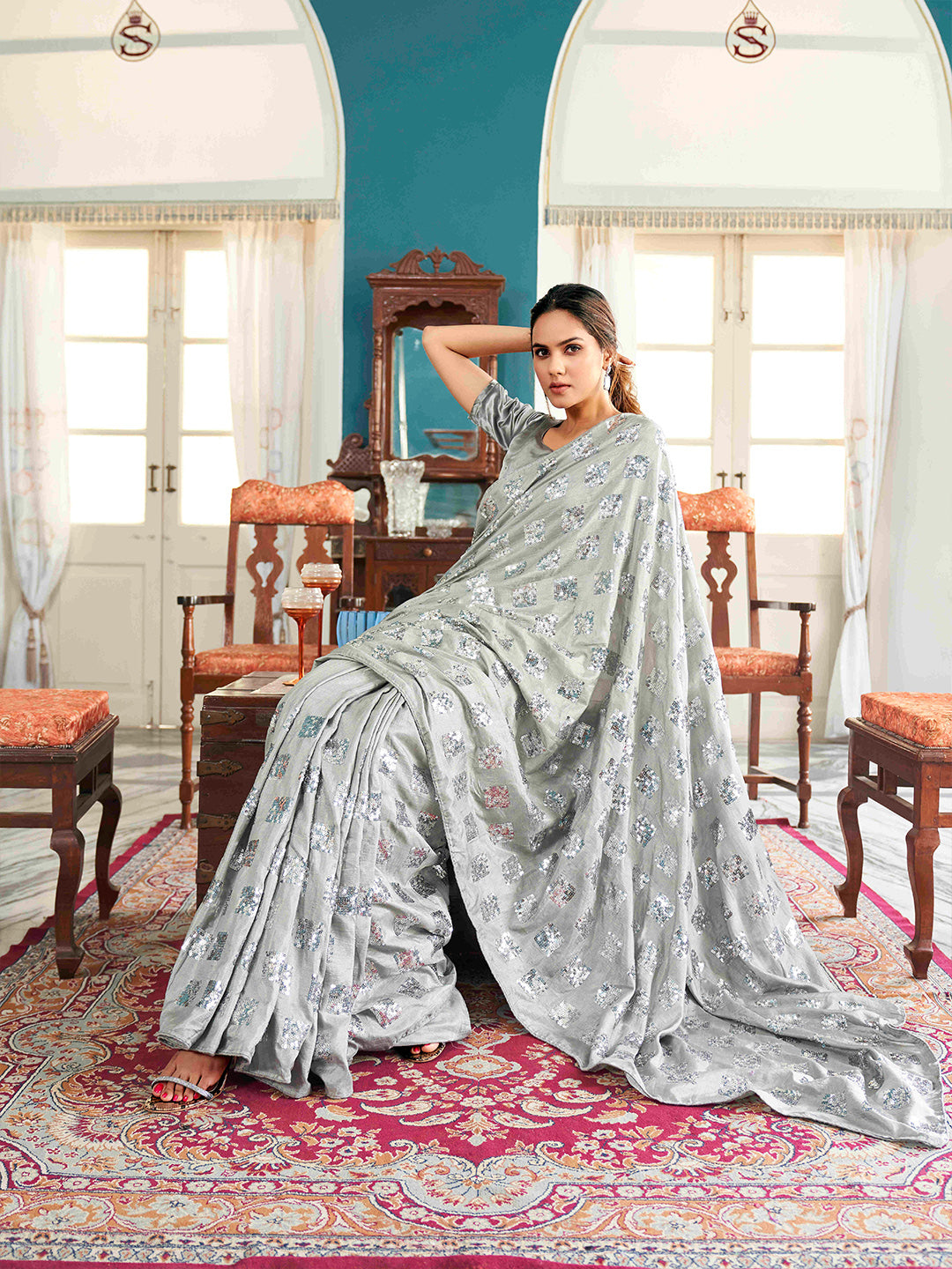 Tikhi Imli Embellished Sequinned Heavy Work Grab2Buy 